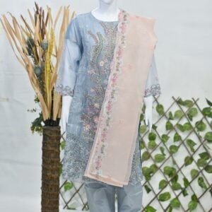 Luxury gryish blue hand embellished Fancy suit