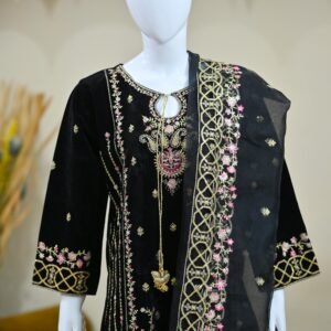Black Velvet 3-Piece Embroidered Suit
