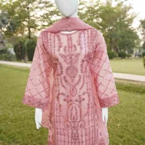 3pc Soft Organza Hand EmbelliShed Suit with Duppta and TrouSer
