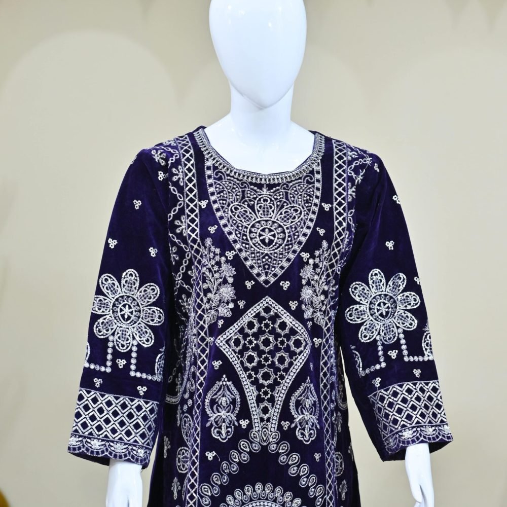 velvet Heavy Embroidered Suit